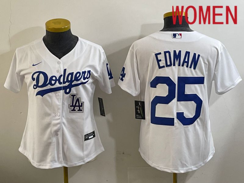 Women Los Angeles Dodgers #25 Edman White Game 2024 Nike MLB Jersey style 11205